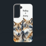 Coque Samsung Galaxy Cute Cute Cuddling Wolves Couple Love Animaux<br><div class="desc">Coutume Cute Cuddling Wolf Wolves Couple Aimer la nature Animal Art de customiser avec vos noms</div>