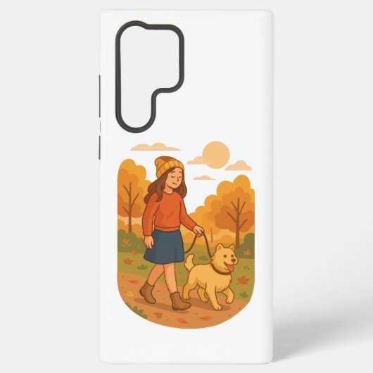Coque Samsung Galaxy Cute Dog Mom Walking Pup in Cozy Forest (Verso)