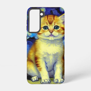 Coque Samsung Galaxy Cute Kitten Starry Night Van Gogh