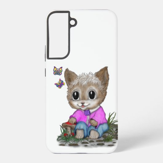 Coque Samsung Galaxy Cute Kitty Chat et Papillon (Verso)