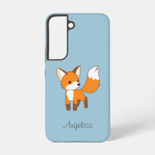 Coque Samsung Galaxy Cute Little Fox sur Blue