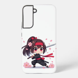 Coque Samsung Galaxy Cute ninja guerrière fille en fleur