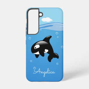 Coque Samsung Galaxy Cute Orca Whale en Océan avec nom personnalisé