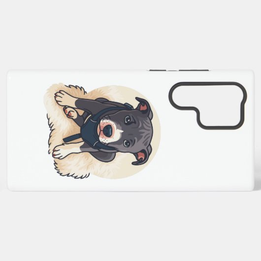 Coque Samsung Galaxy Cute Pitbull Puppy Dog Cartoon Design (Verso Horizontal)