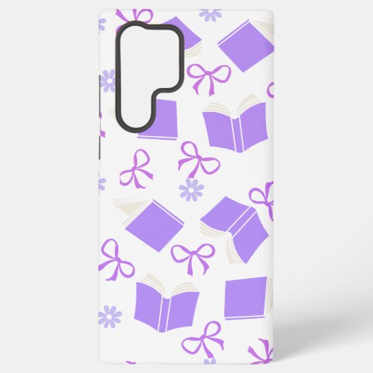 Coque Samsung Galaxy Cute Purple Dreamy Books & Bows Pattern (Verso)