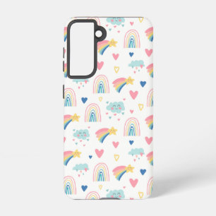 Coque Samsung Galaxy Cute Rainbow Hearts & Clouds Motif