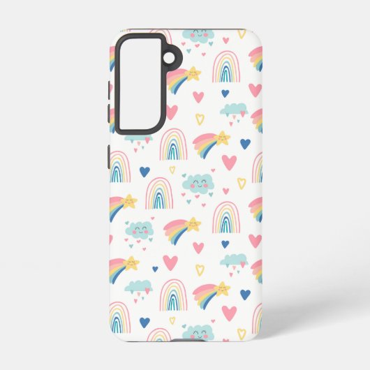 Coque Samsung Galaxy Cute Rainbow Hearts & Clouds Motif (Verso)