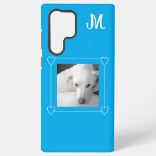 Coque Samsung Galaxy Cute Un Photo Chien Simple Initial Blue