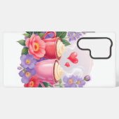 Coque Samsung Galaxy Cute Valentine Cocoa Mugs with Flowers & Hearts (Verso Horizontal)