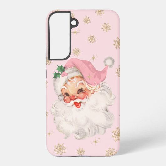 Coque Samsung Galaxy Cute Whimsical Retro Pink Santa Christmas Pattern (Verso)