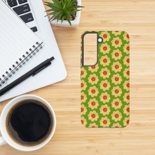 Coque Samsung Galaxy Dahlia jaune motif floral sur vert