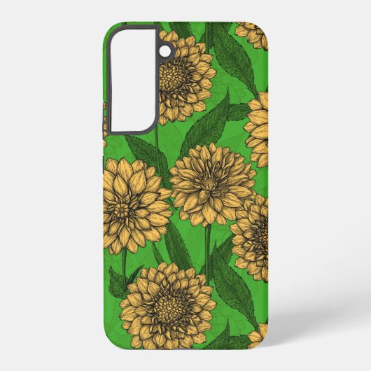 Coque Samsung Galaxy Dahlias en jaune et vert (Verso)