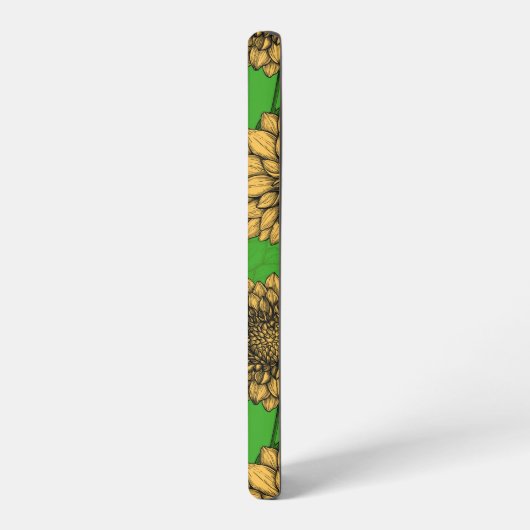 Coque Samsung Galaxy Dahlias en jaune et vert (Côté gauche)