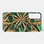 Coque Samsung Galaxy Damas Flower Gold Noir Turquoise (Verso Horizontal)