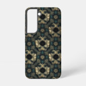 Coque Samsung Galaxy Damask Fleurs Motif sans joint turquoise, or, noir (Verso)