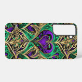Coque Samsung Galaxy Damask Hearts Gold Black Purple Emerald (Verso Horizontal)