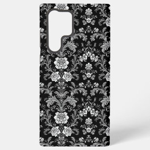 Coque Samsung Galaxy Damassé noir et blanc élégant - Baroque vintage
