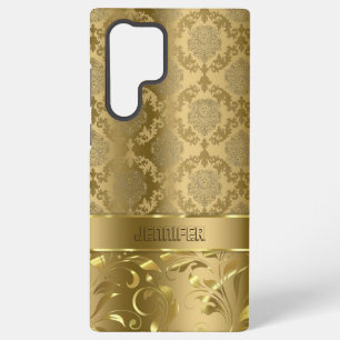 Coque Samsung Galaxy Damassés métalliques dorés élégants et dentelle