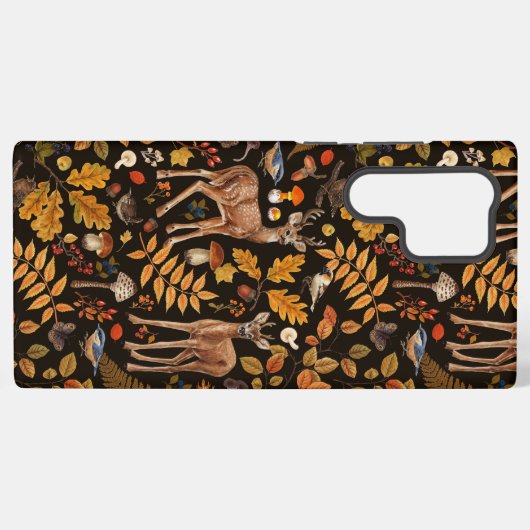 Coque Samsung Galaxy Dans les bois / Cerf d'automne sur noir (Verso Horizontal)