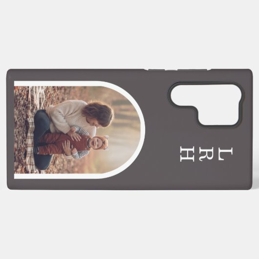 Coque Samsung Galaxy Dark Brown Arch Frame Photo Monogram (Verso Horizontal)