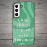 Coque Samsung Galaxy De bonnes choses vertes arrivent<br><div class="desc">De bonnes choses peuvent se produire. Crois au vert et au les années 70.</div>