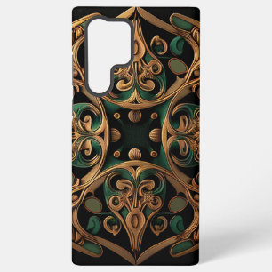 Coque Samsung Galaxy Décoration à motif carreauté ornemental bronze ver