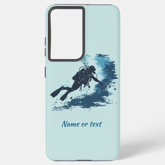 Coque Samsung Galaxy Deep Sea Diver Diving Underwater Custom Name text (Verso)