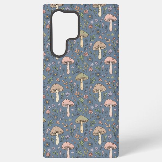 Coque Samsung Galaxy Deep Slate Gray Fungi Seamless Pattern Dark Academ (Verso)
