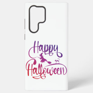 Coque Samsung Galaxy Dégradé de Joyeux Halloween avec chat sorcière vol