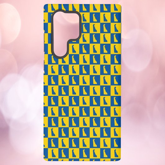 Coque Samsung Galaxy Delaware Blue Gold Checkerboard Pattern