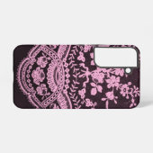 Coque Samsung Galaxy Dentelle florale rose (Verso Horizontal)