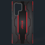 Coque Samsung Galaxy Design métallique noir et rouge<br><div class="desc">Image d'un dessin géométrique métallique noir et rouge. Design masculin moderne.</div>
