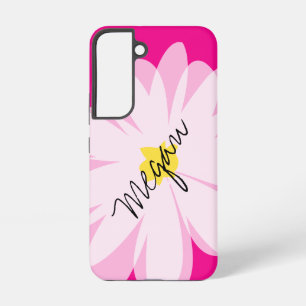 Coque Samsung Galaxy Dessin de fleur de marguerite rose et blanche pers
