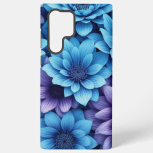 Coque Samsung Galaxy Dessin floral bleu et violet Détails délicats