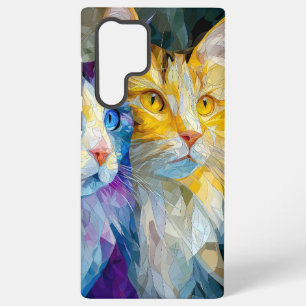 Coque Samsung Galaxy Deux chats violets et jaunes