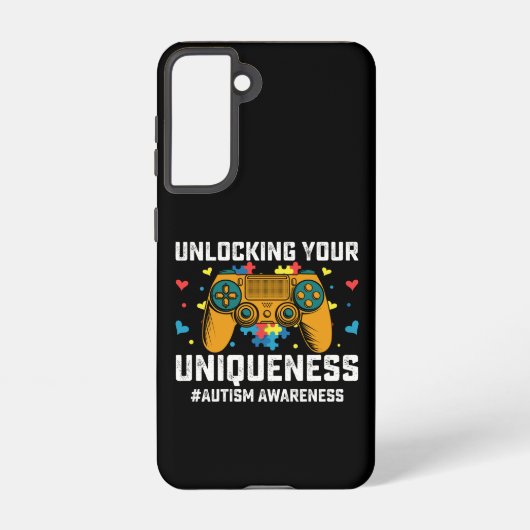 Coque Samsung Galaxy Déverrouiller votre jeu d'autisme unique (Verso)