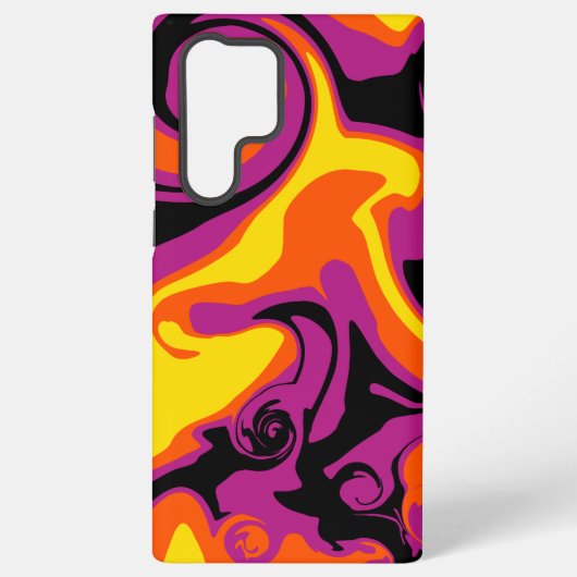 Coque Samsung Galaxy Déversement - orange, noir, rose et jaune (Verso)