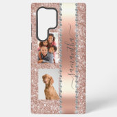 Coque Samsung Galaxy Diamond Photo Glitter Name Monogram Rose Gold Case (Verso)