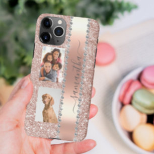 Coque Samsung Galaxy Diamond Photo Parties scintillant Nom Monogram Ros