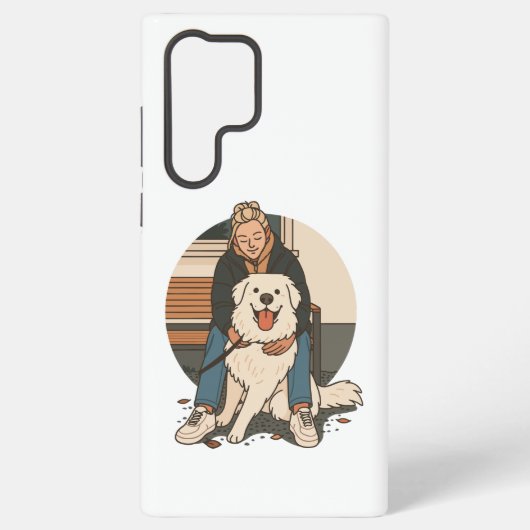 Coque Samsung Galaxy Dog Mom Hugging Fluffy Puppy Cute Pet Moment (Verso)