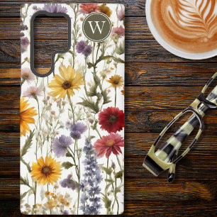 Coque Samsung Galaxy Domaine de Fleurs sauvages de pays Monogramme