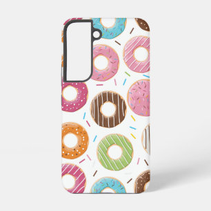 Coque Samsung Galaxy Donuts rose bleu et morceaux motif chocolat