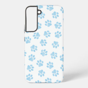Coque Samsung Galaxy Doodle Paws, Pattes de Chien, Pattes Bébé Bleu