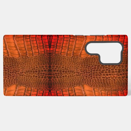 Coque Samsung Galaxy Dragon en Cuir Orange Lumineux (Verso Horizontal)