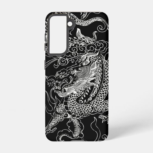 Coque Samsung Galaxy Dragon noir et blanc (Verso)