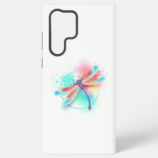 Coque Samsung Galaxy Dragonfly rouge sur l'arrière - plan aquarelle (Verso)
