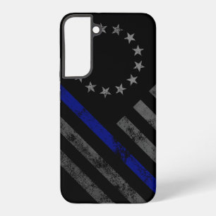 Coque Samsung Galaxy Drapeau américain Betsy Ross vintage ligne bleue