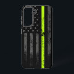 Coque Samsung Galaxy Drapeau américain des travailleurs routiers de Neo<br><div class="desc">Thin Neon Line Road Construction,  Highway Safety,  Tow Truck et Transport worker hommage American Flag</div>