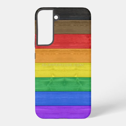 Coque Samsung Galaxy Drapeau gay pride inclusif SlipperyJoe ru texturé (Verso)