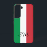 Coque Samsung Galaxy Drapeau italien de l'Italie personnalisé monogramm<br><div class="desc">Drapeau italien de l'Italie personnalisé monogramme Samsung Galaxy S22 Coque. Couverture téléphonique personnalisée avec bandes tricolore.</div>